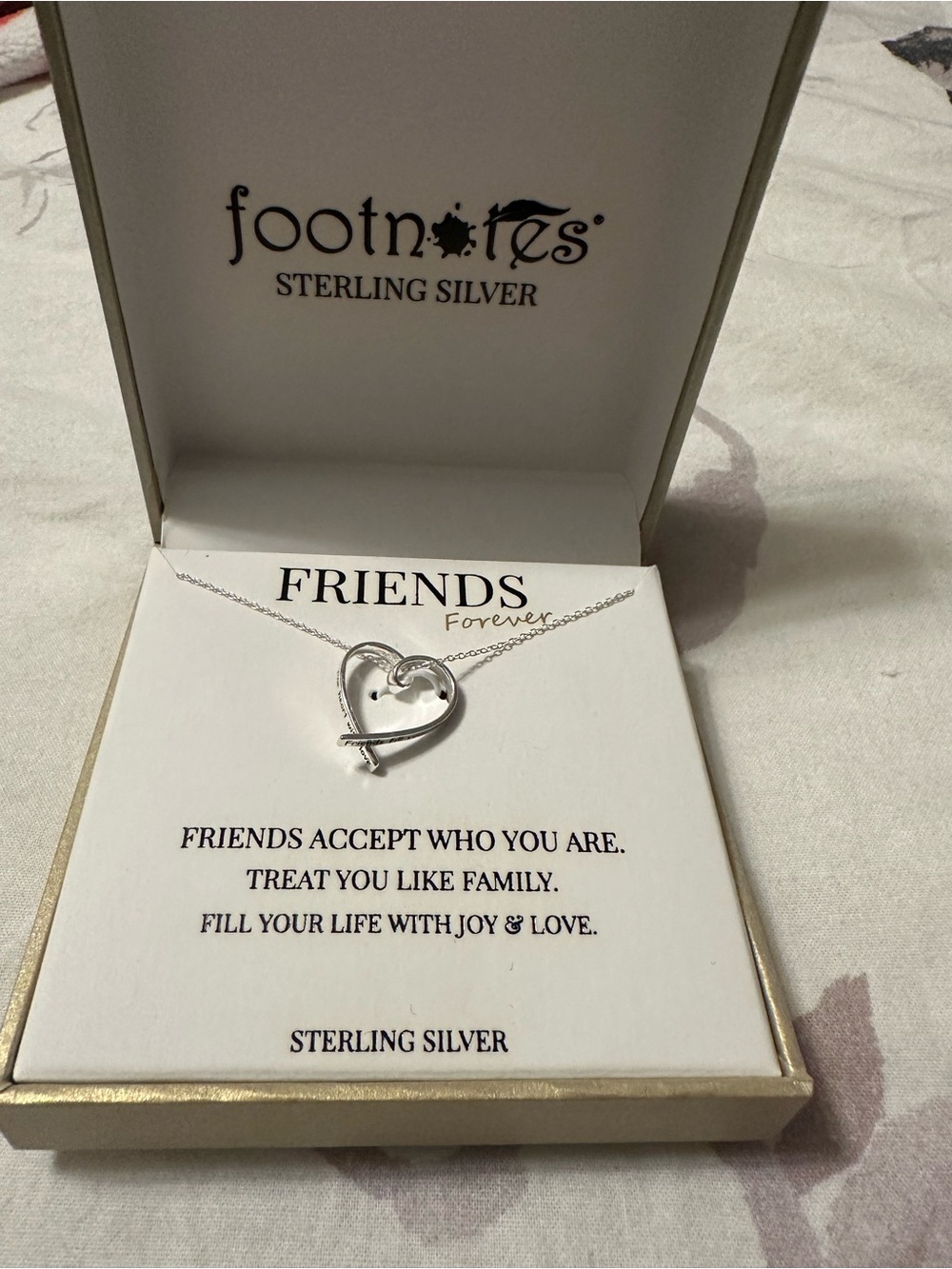 Sterling Silver Heart & Cross Friends Necklace - Silver
